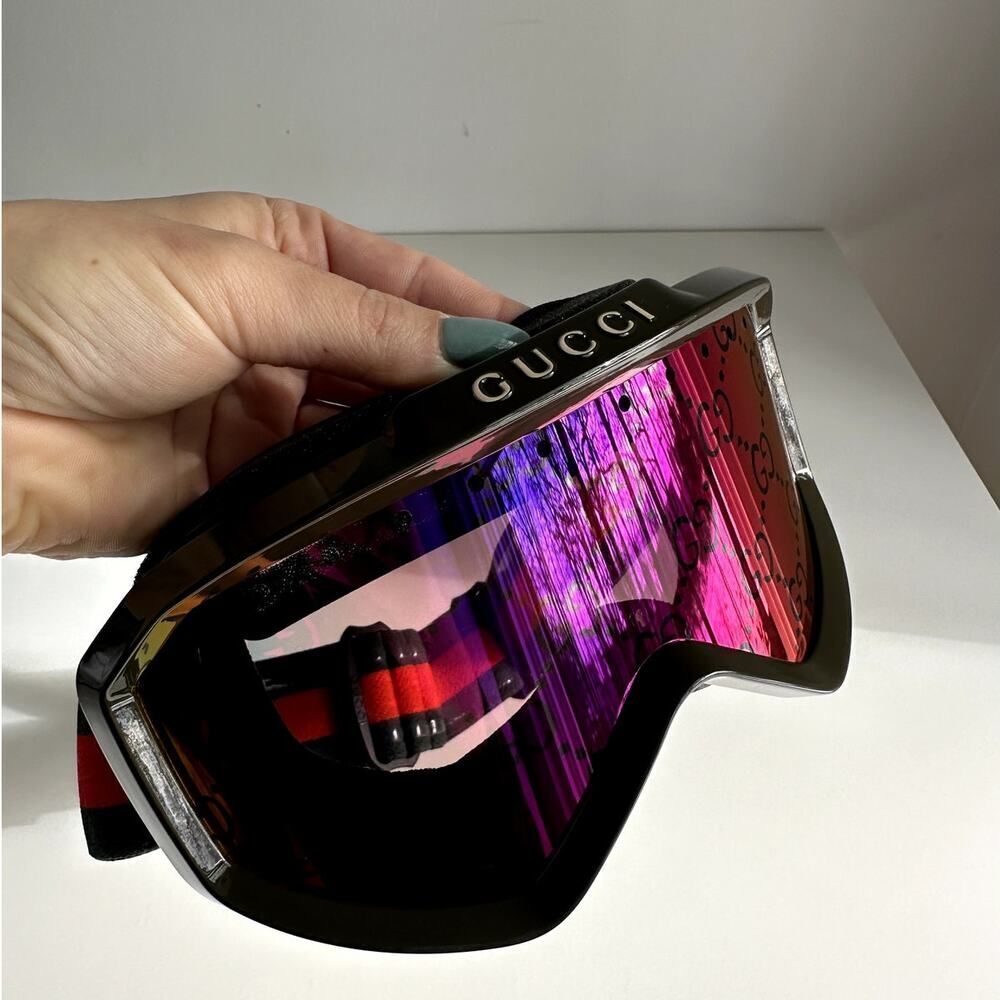 NEW Gucci SKI Mask ZEISS Lens GG1210S 003 Green MultiColor Red Unisex - Picture 5 of 11